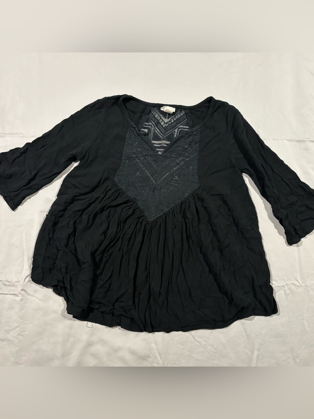 Mossimo Supply Co. Black Embroidered V-Neck Babydoll